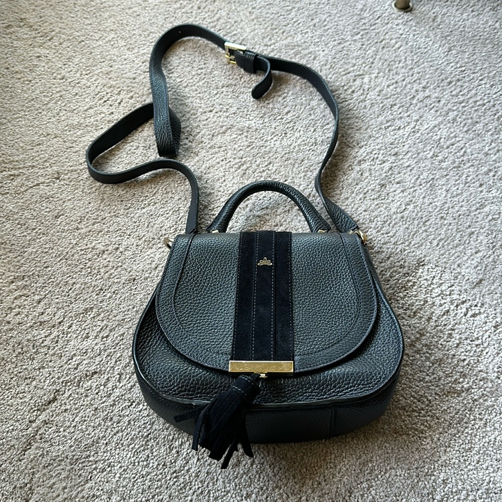 Navy crossbody leather bag